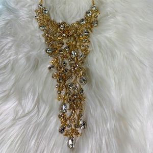 Natasha gold waterfall bib necklace